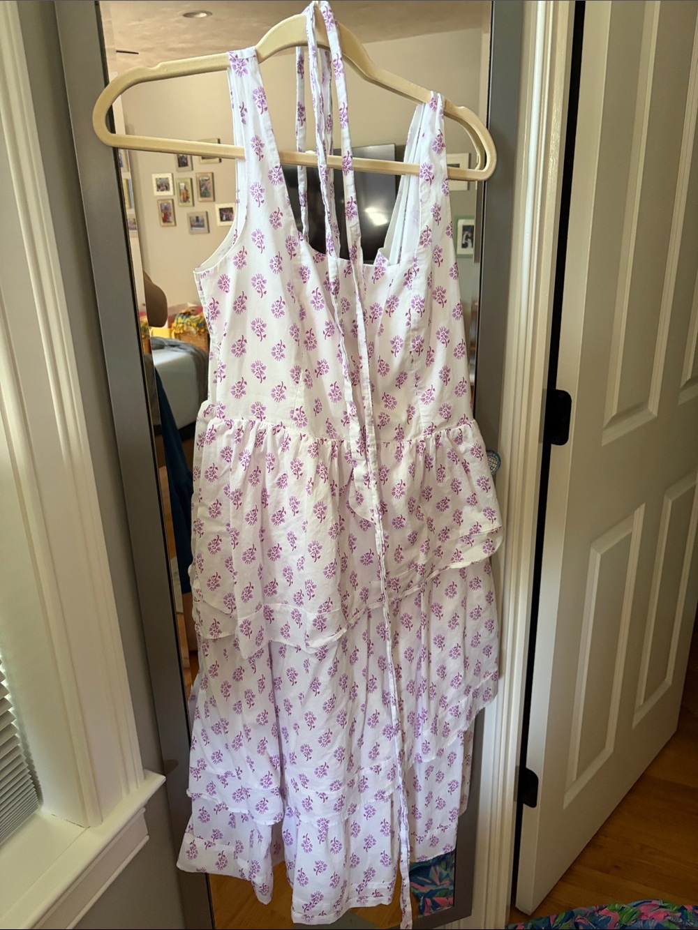 J. Crew White Dress with Lavender Floral Print